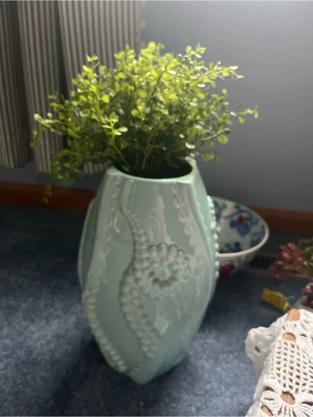 Seafoam Green Textured Ceramic Vase